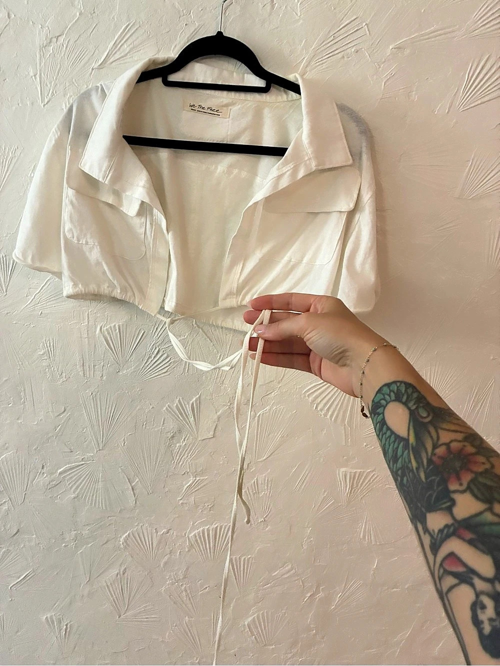 Free People Little Cloud Button-Up Crop Top White